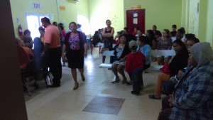 Corozal Hospital patients waiting mid day to be seen